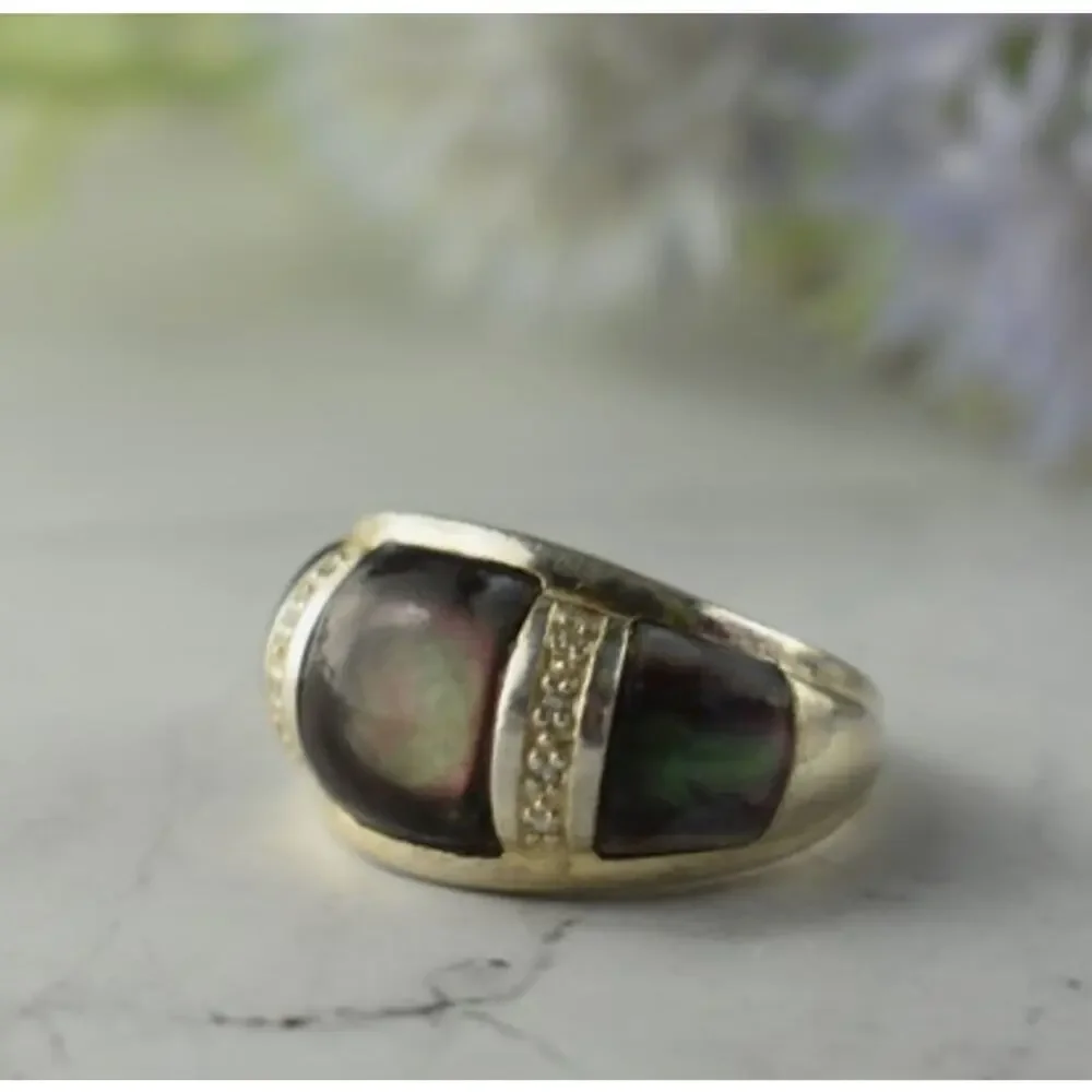 925 Sterling Silver Mother OF Pearl Ring Size 8